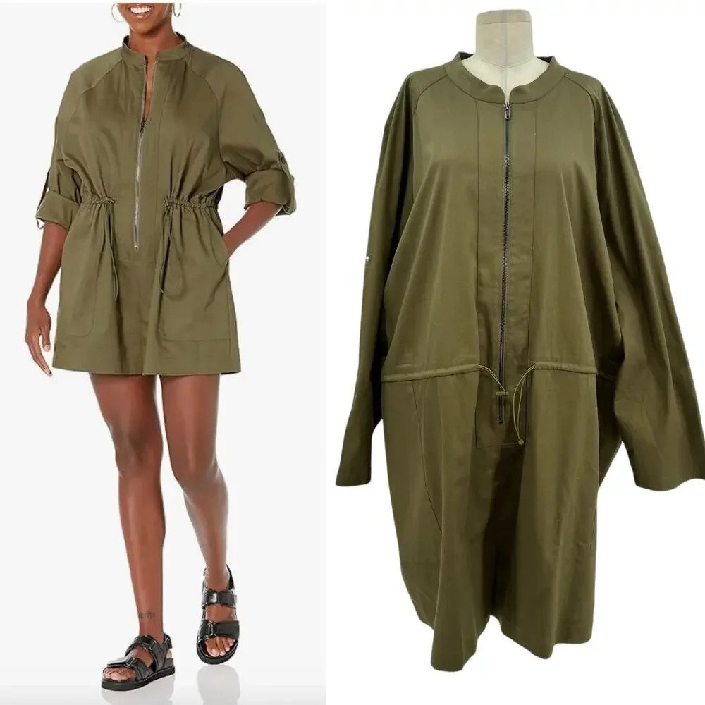 The Drop iam.muse Martini Olive Romper Zip Front Plus Size 5X
